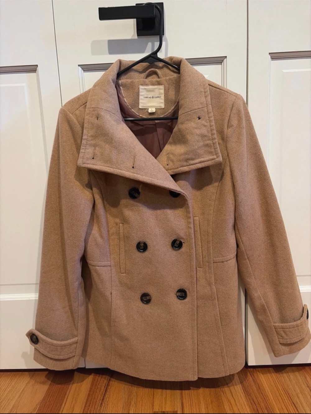 Thread & Supply  Women’s Wool-Blend Double-Breasted Peacoat - Camel